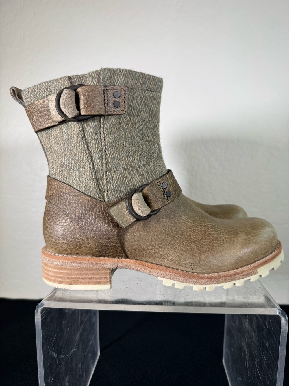 Woolrich Baltimore Harness Moto Leather & Wool Ankle Boots Booties Size 6.5 EUC